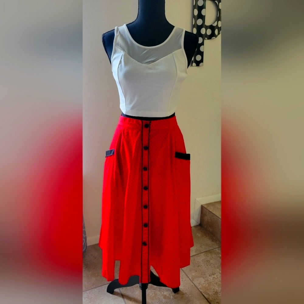 Hell Bunny Red Polka Dot Swing Skirt